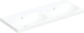 Geberit Doppelwaschtisch Acanto aus Keramik in Weiß mit Überlauf, Breite: 120 cm, Tiefe: 48,2 cm