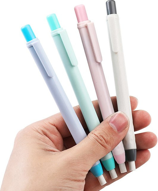 4-teiliges Haile Einzieh-Radiergummi Set im Stift-Design für den Schulbedarf - Bild 1