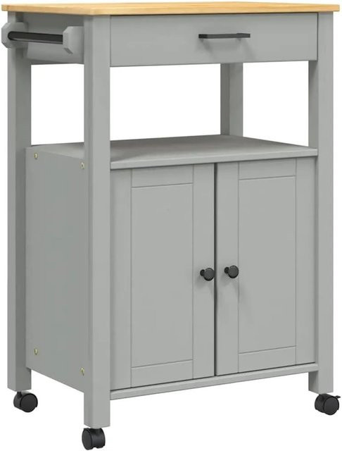 vidaXL Küchenwagen MONZA aus Massivholz Kiefer in Braun und Grau im Vintage-Design, B/T/H: 60 x 40 x 88,5 cm - Bild 1