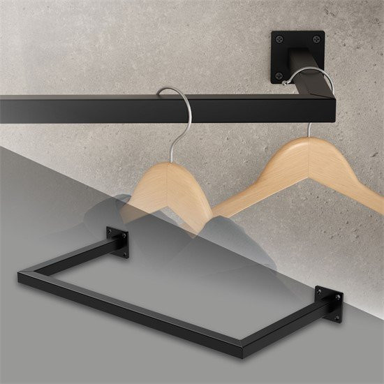 ML-Design Kleiderstange Wandmontage aus Stahl in Schwarz Matt, B: 60 cm, H: 30 cm, T: 30 cm - Bild 1