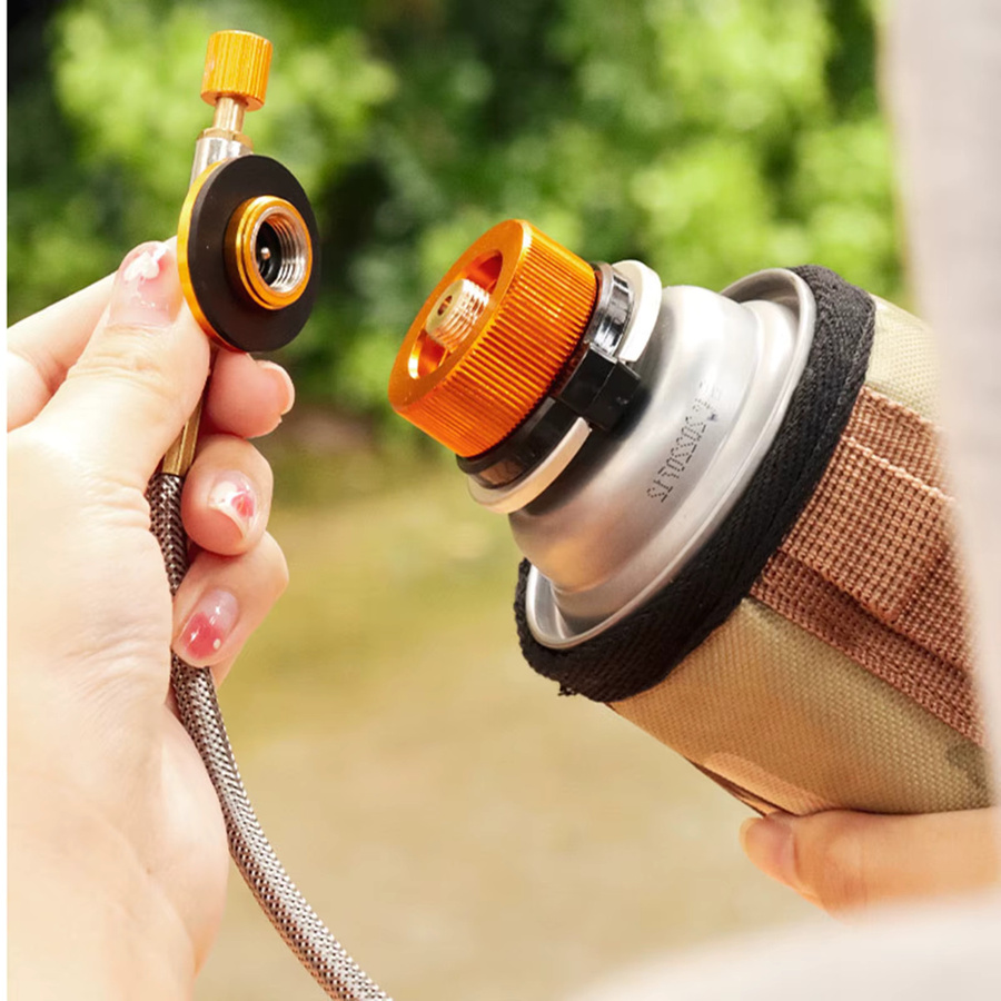 Gaspatronen Adapter Split Typ Konverter für Outdoor Camping und Wandern in Gelb und Orange - Bild 3