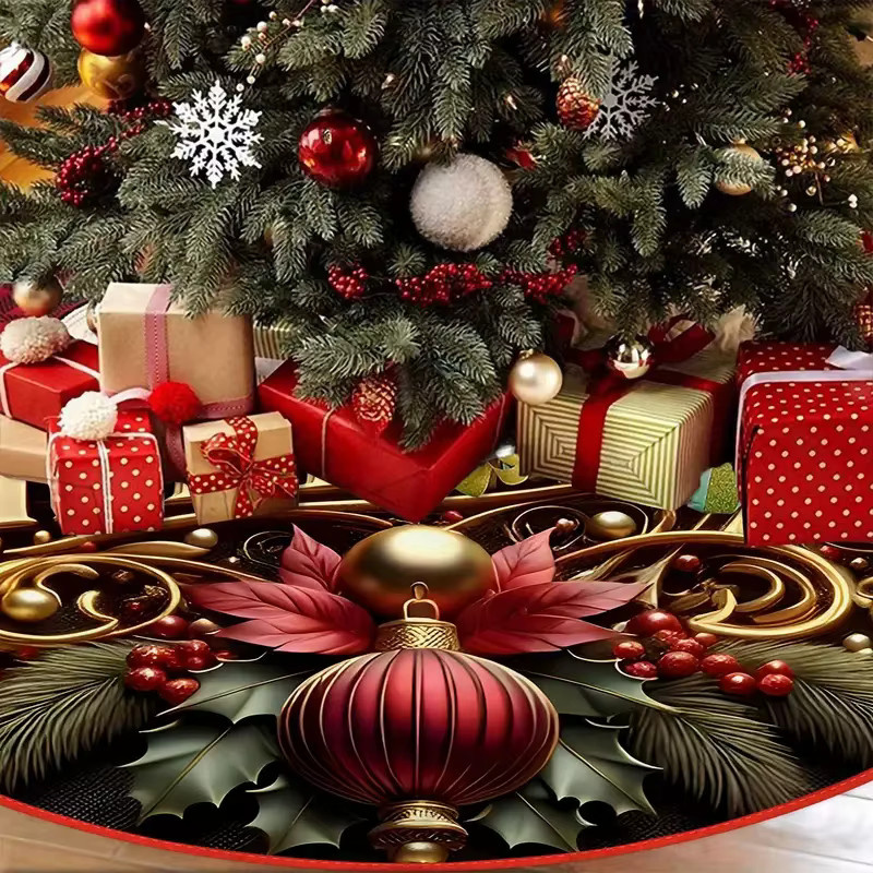 VIKAMA Weihnachtsbaum Rock mit floralem Design für deine Weihnachtsdekoration - Bild 2