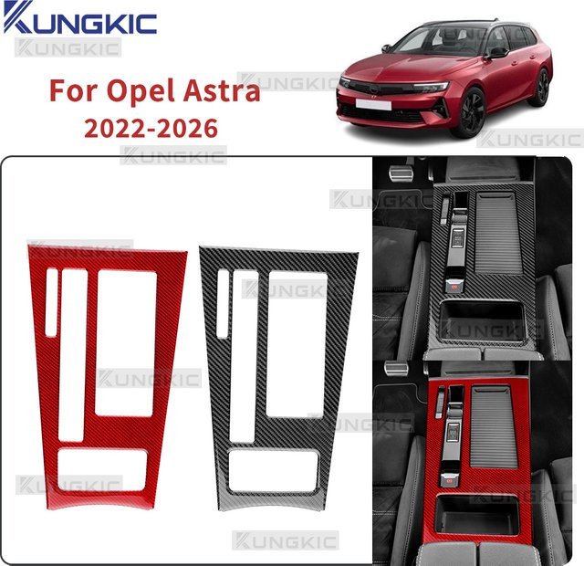 KUNGKIC Carbon-Faser Schalthebelblende für Opel Astra L C02 Automatikgetriebe, Schwarz - Bild 1