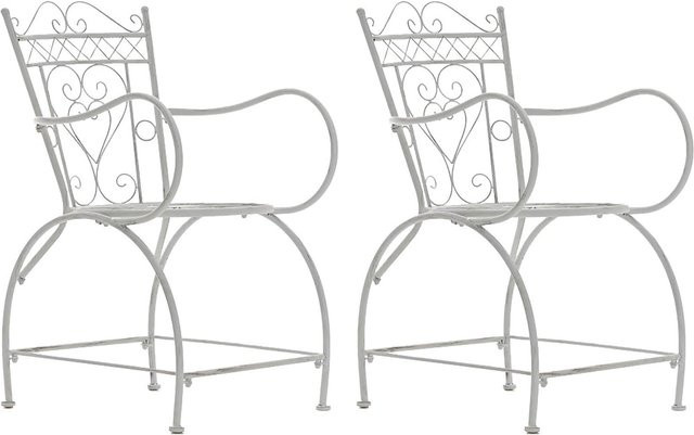 2er Set Gartenstühle Sheen von TPFGarden aus Metall in Antik-Weiß - Bild 1