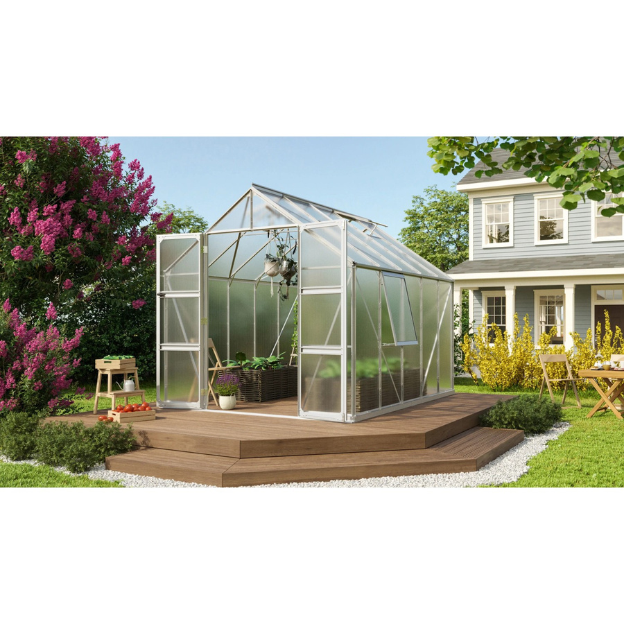 Vitavia Gewächshaus Olymp 8300 aus Aluminium in Silber mit Polycarbonat-Verglasung und Fundamentrahmen, 8,3 m² - Bild 3