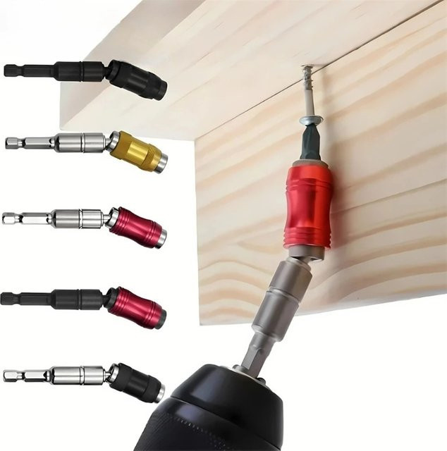 Magnetischer drehbarer Bohrerhalter mit Schnellwechselhalterung und Bohrerverlängerung in Rot und Schwarz - Bild 1