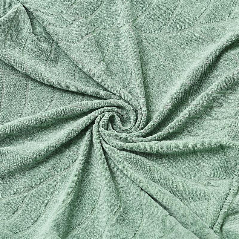 2er-Set elastische Stuhlbezüge in Grün mit Blätter-Jacquard-Muster für Sessel und Sofas - Bild 1