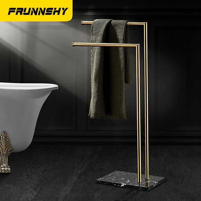FRUNNSHY Handtuchhalter Standmodell mit Marmor Basis und Metall in Gold - Bild 1