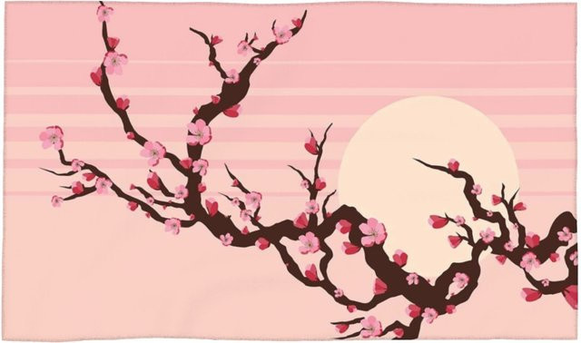 Ka Chen Muxi Baumwollhandtuch mit japanischem Kirschblütenmuster in Weiß, B: 40 cm, H: 60 cm - Bild 1