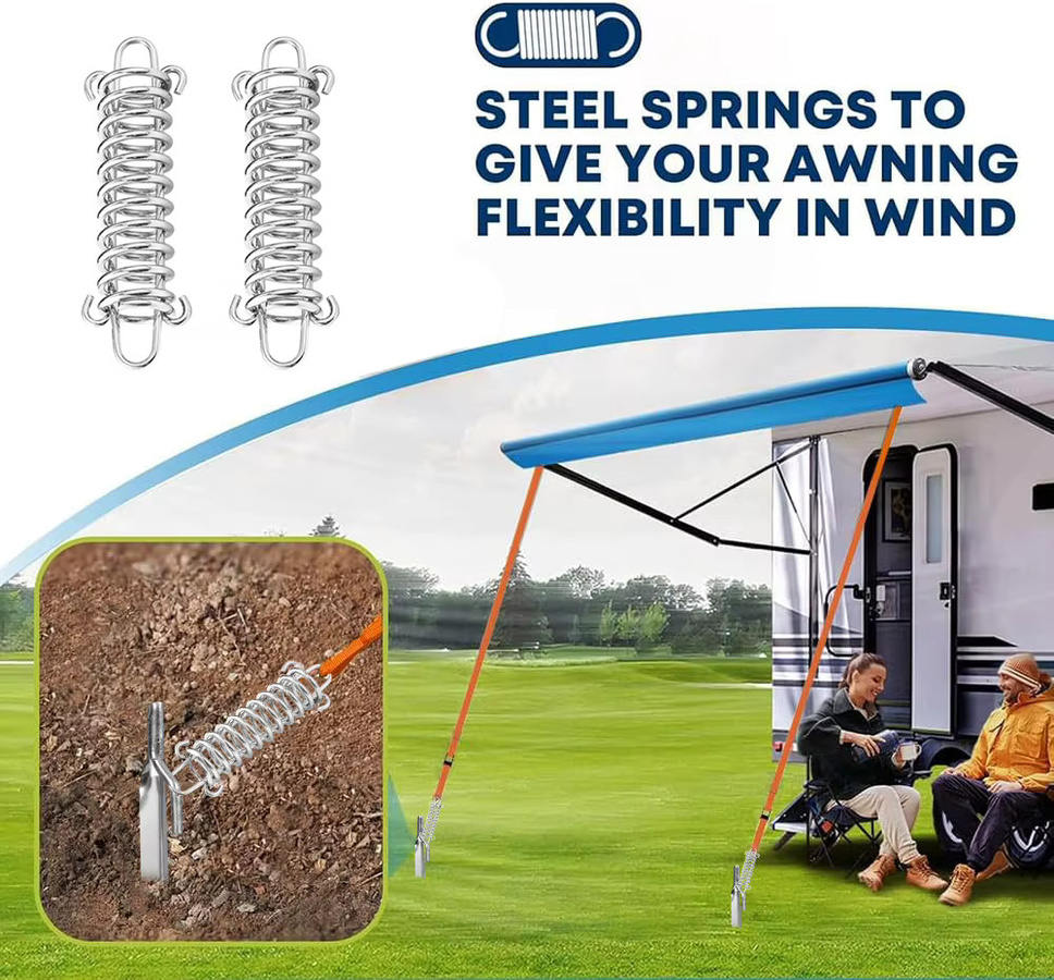 2-in-1 Storm Band Straps Tie Down Kits zur Spannung für Thule, Fiamma und Dometic Markisen in Orange - Bild 4
