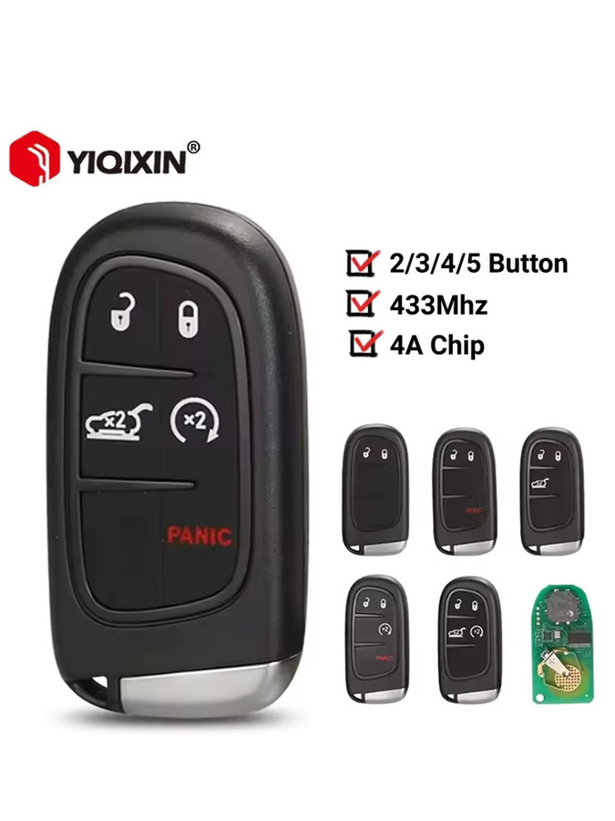 YIQIXIN Smart Remote Key 433 MHz 4A für Jeep Grand Renegade Kompass Cherokee 2013-2020 und Dodge Ram 1500 Dart Challenger Durango in Schwarz - Bild 4