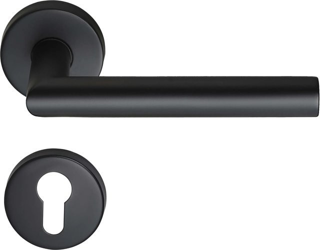 MeinTürgriff Drückergarnitur Toulouse in Schwarz Matt aus Edelstahl mit PZ-Vierkant, B/H: 160 x 160 mm - Bild 1