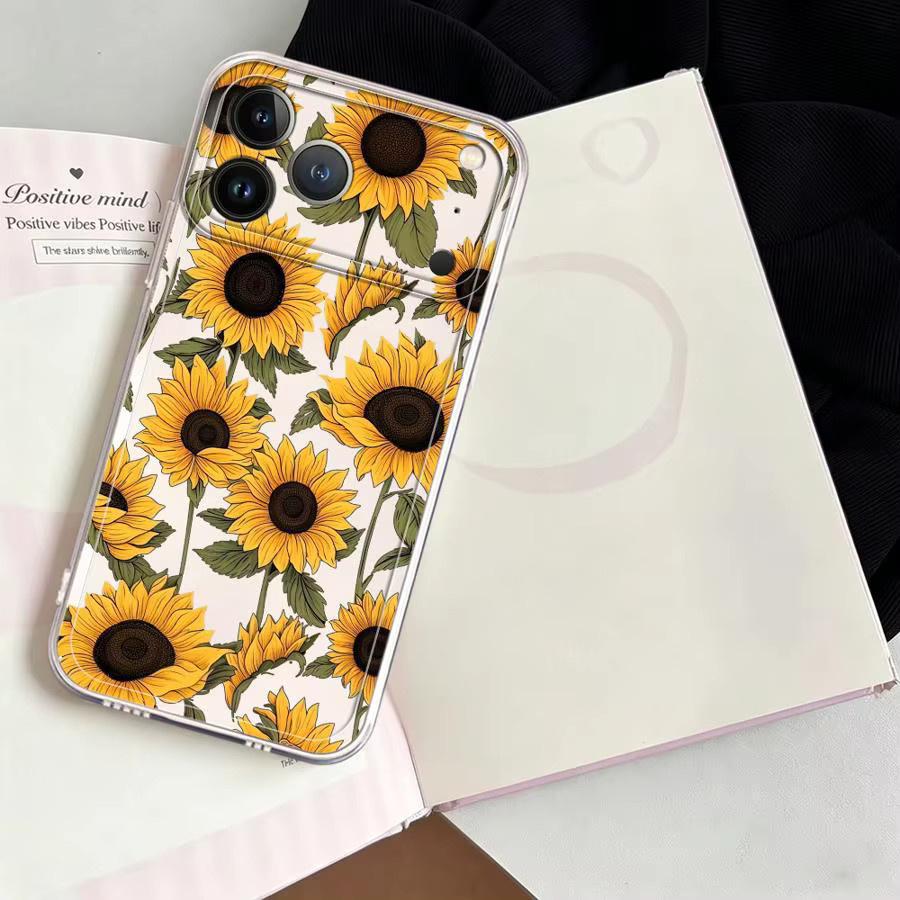 Transparente Handyhülle mit Sonnenblumenmuster für Apple iPhone Modelle - Bild 4