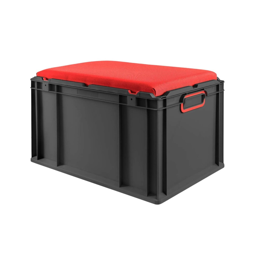 PROREGAL Eurobox Nextgen Seat Box Sitzbox Rot Schwarz H x B x T: 36,5 x 40 x 60 cm - Bild 2