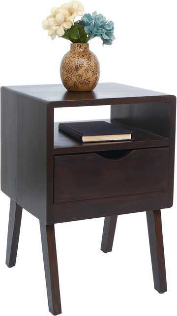 Nachttisch MCW-P16 Kommode mit Schublade und Fach in Dunkelbraun, B/T/H: 64 x 42 x 40 cm - Bild 1