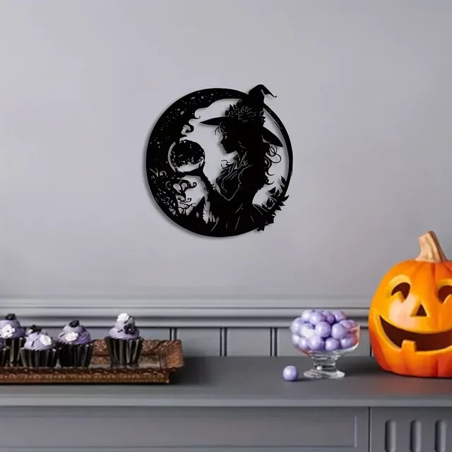 Hello Young Metall Wandbehang Hexe Wanddekoration aus Eisen in Schwarz - Bild 1