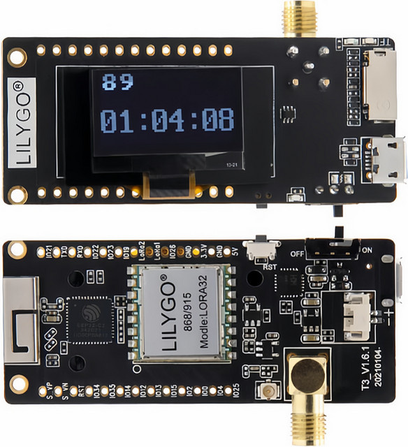 LILYGO TTGO LoRa32 V2.1_1.6 ESP32 LoRa Wireless-Modul mit 0,96 Zoll OLED, SD-Karte, Bluetooth und WIFI in Schwarz - Bild 1