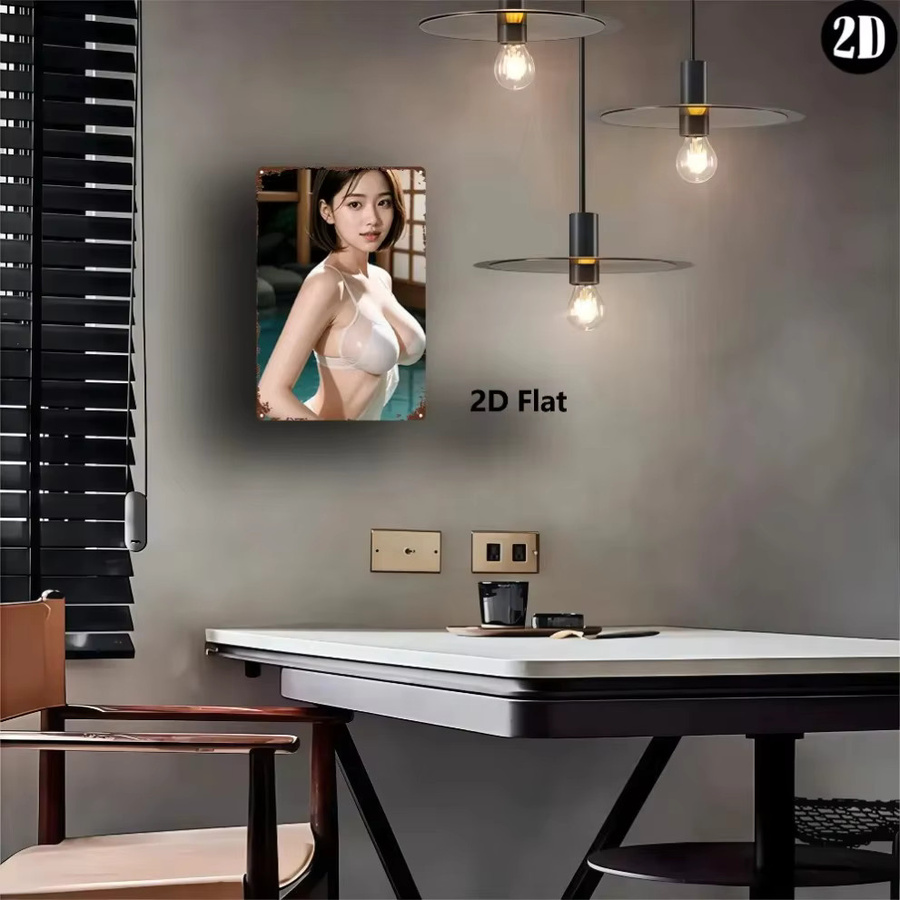 CIFBUY Elegante Metall-Wandkunst im japanischen Stil mit Porträt einer nackten Dame, Rechteckig, Breite: 20,32 cm, Höhe: 30,48 cm - Bild 2
