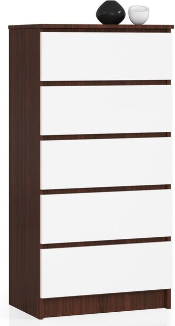 AKORD K60 Kommode Wenge und Weiß Matt, H x B x T: 121 x 60 x 40 cm - Bild 1