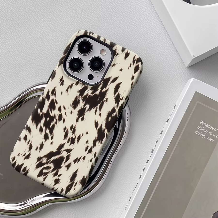 Handyhülle mit schwarz-creme gesprenkeltem Muster für Apple iPhone 17 16 15 14 13 12 Pro Max Plus mit doppelschichtiger Rückseite - Bild 5