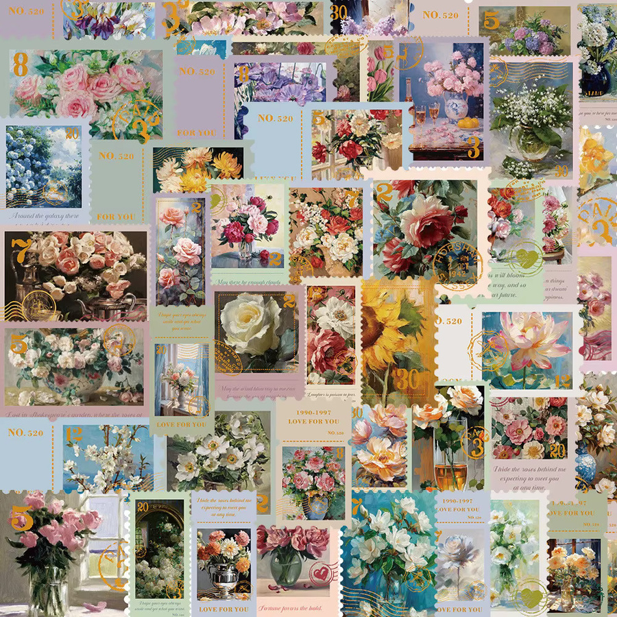 50 Stück Vintage Art Flower Botanical Sticker Pack in Multicolour von DIY RecordingYourLife Store - Bild 2