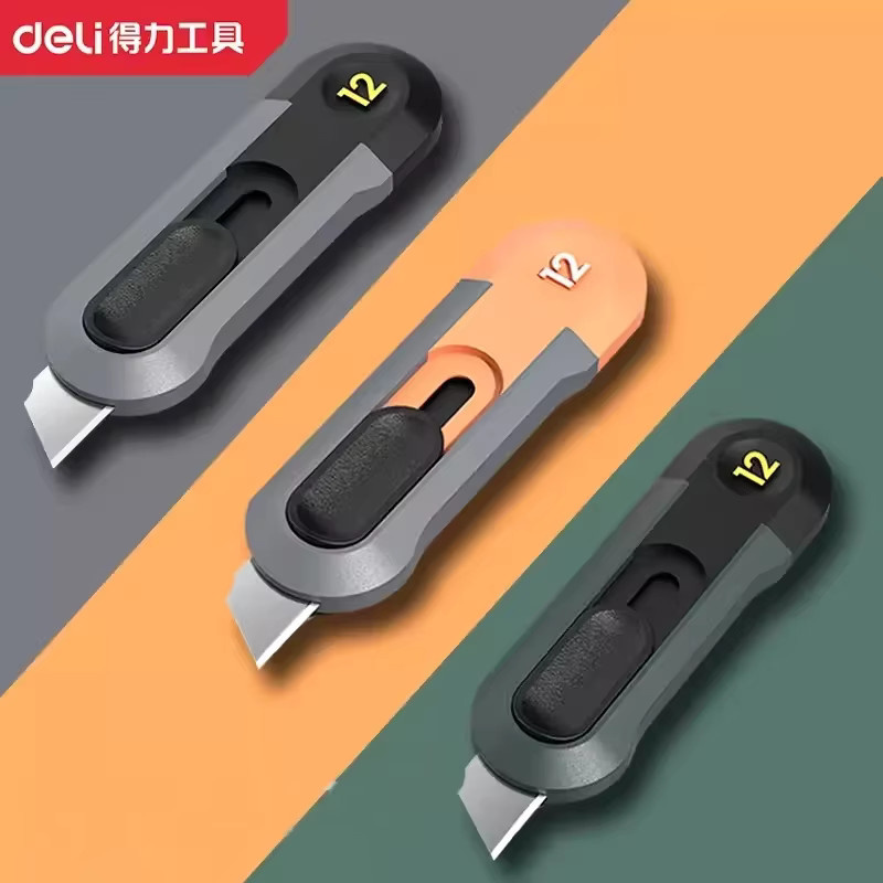 Deli Multifunktions-Universalmesser aus Kohlenstoffstahl mit automatischer Einziehfunktion, Grün - Bild 3