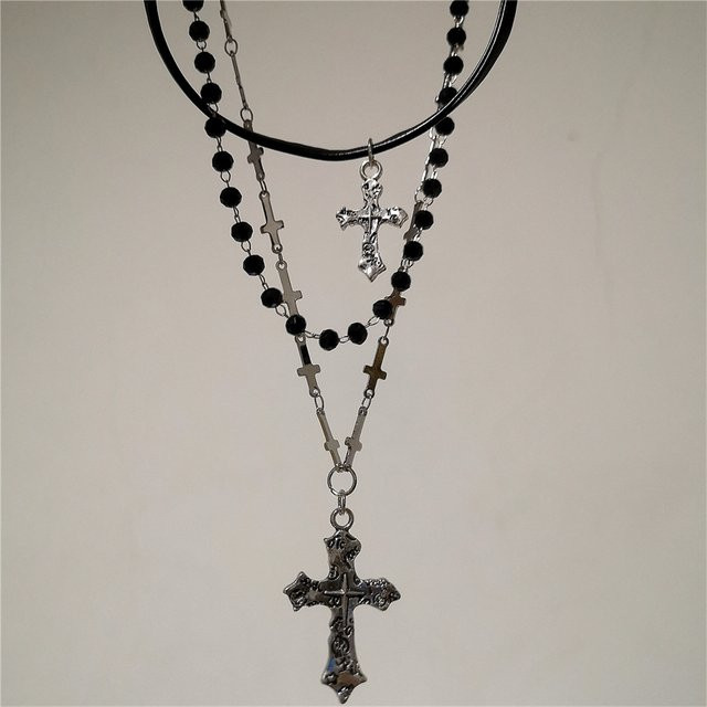 imixlot Halskette, Kreuz Anhänger, Perle, Silber, Unisex, Vintage - Bild 1