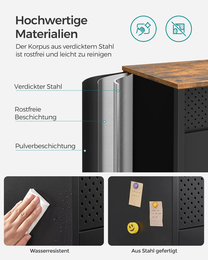 SONGMICS Sideboard im Industriestil mit Doppeltür und verstellbarem Einlegeboden aus Metall in Matt - Bild 5