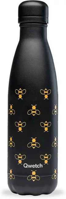 Isotherme Flasche Qwetch Originals Bee in Schwarz, 0,42 l - Bild 1