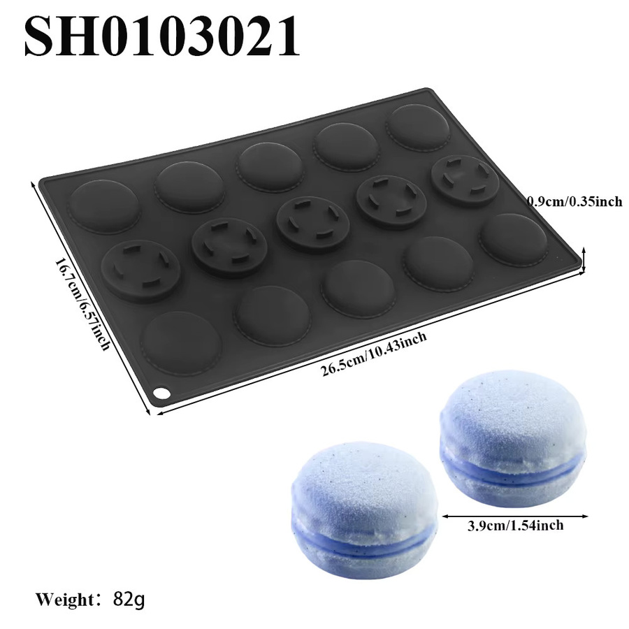 SHENHONG 15-Fach Mini-Macaron-Form aus Silikon in Weiß oder Schwarz für Dessert und Schokolade - Bild 3