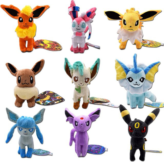 Keeppley Pokémon Eevee Vaporeon Jolteon Flareon Espeon Umbreon Leafeon Glaceon Sylveon, Plüschtier - Bild 1