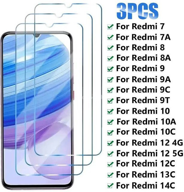 3er-Set HD gehärtetes Glas als Displayschutz für Xiaomi Redmi 12, 12C, 13C, 14C 5G, transparent - Bild 1