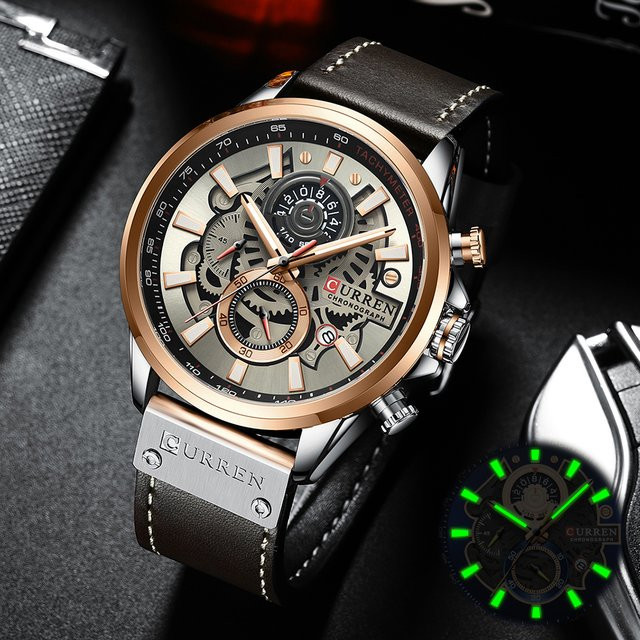 CURREN Armbanduhr, Quarz, Leder, Herren, Datum - Bild 1