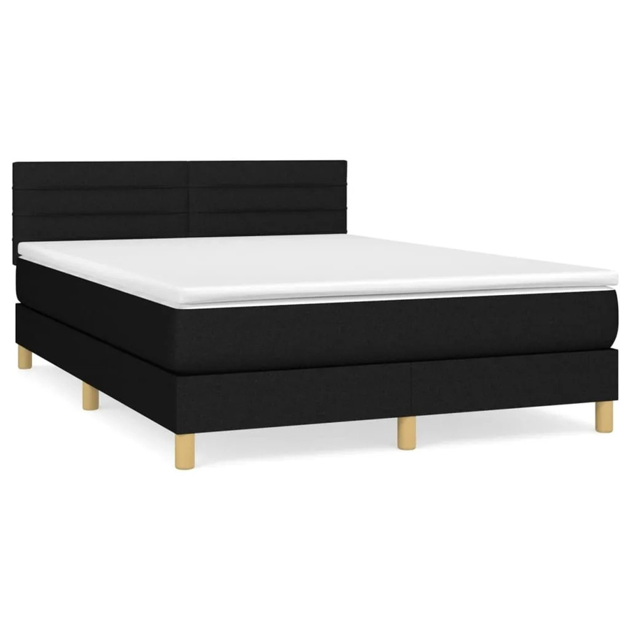 vidaXL Boxspringbett Hybrid mit Matratze Schwarz Stoff B/T: 140 x 190 cm - Bild 2