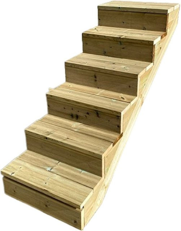 Vinuovo Holztreppe mit 6 Stufen und Setzstufen in Natur, H: 105 cm, B: 100 cm - Bild 1