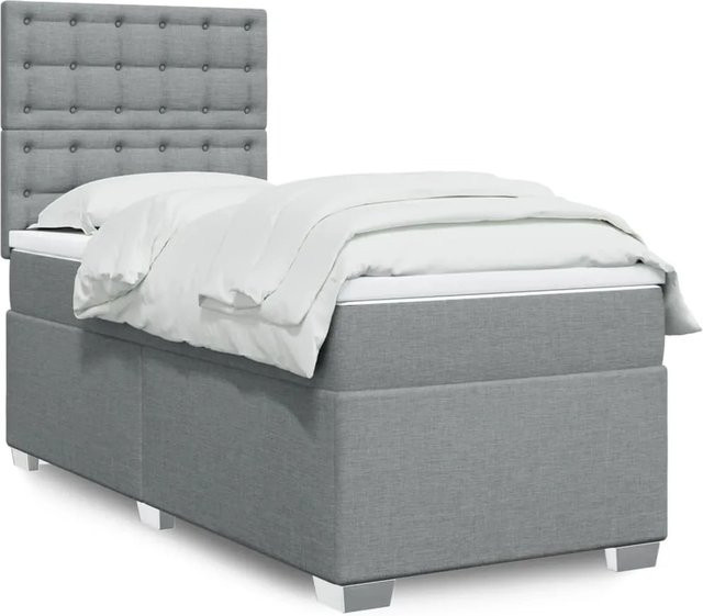 vidaXL Boxspringbett Hellgrau mit Matratze und USB-Ladeport sowie Unterbettbeleuchtung B/T: 90 x 190 cm - Bild 1