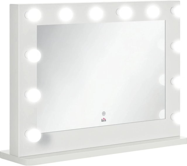 HOMCOM Hollywood Schminkspiegel mit LED-Beleuchtung und Touchschalter, Weiß, B: 60 cm, H: 80 cm, T: 20 cm - Bild 1