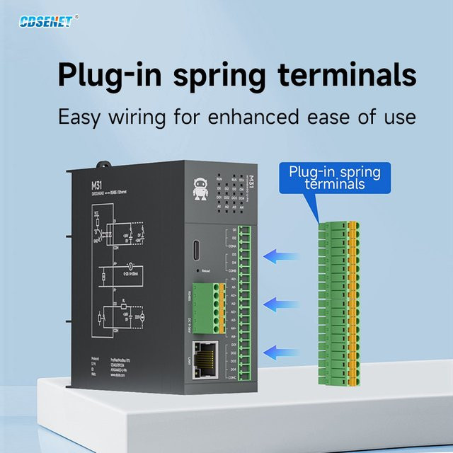 CDSENET M31-U Serie Profinet Remote-IO-Modul mit Digital-Analog-Eingängen und -Ausgängen, integriertem RJ45 Switch, Host und Slave Funktion, unterstützt Ethernet/LAN und Modbus RTU RS485 - Bild 1