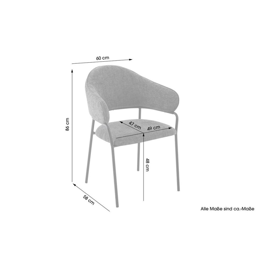 2er-Set Stühle CURVE von byLIVING in Grau mit Stoffbezug und Freischwinger-Gestell, B: 60 cm, H: 86 cm, T: 58 cm - Bild 3