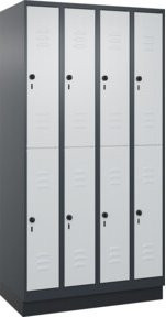 C+P Doppelstock-Spind Classic PLUS mit Sockel, 4 Abteile, Lichtgrau, B/T/H: 195 x 100 x 50 cm - Bild 1