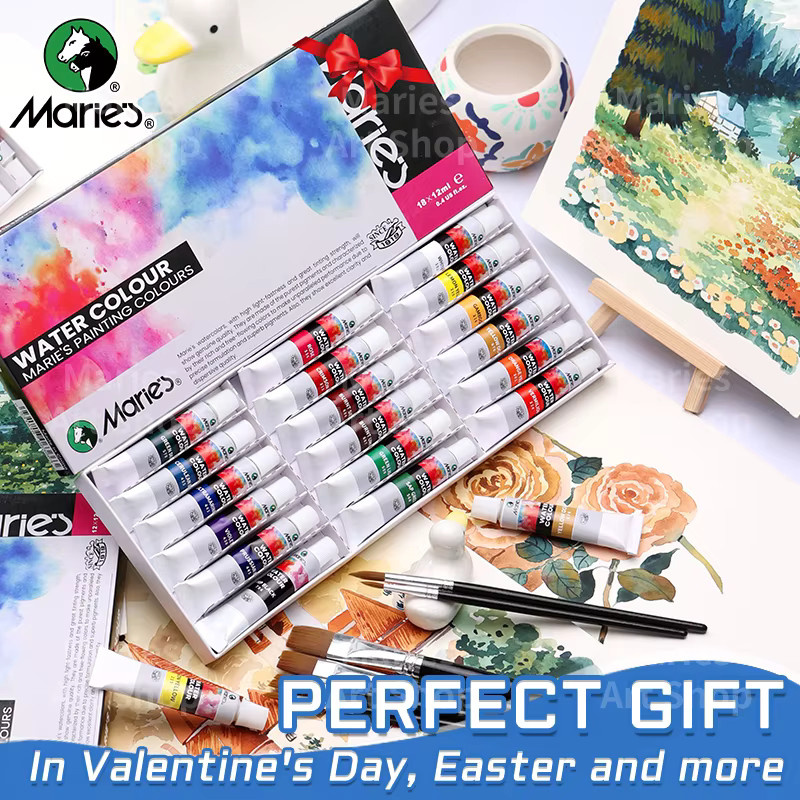 Marie's Art Aquarellfarben-Set mit 23 Farben und 5 Pinseln, Mehrfarbig, 12 ml pro Farbe - Bild 3