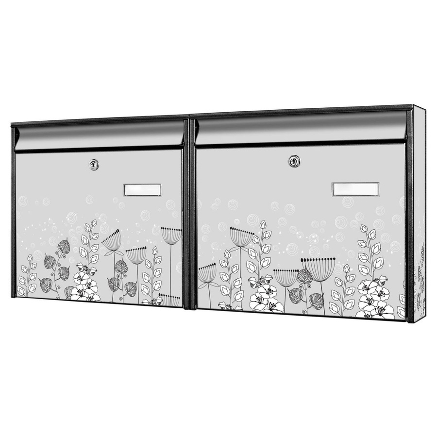 banjado Burg Wächter Briefkastenanlage für Mehrfamilienhäuser, schwarz, verzinkt und lackiert, mit Motiv Wegesrand, H x B x T: 72,5 x 32,2 x 10 cm - Bild 1