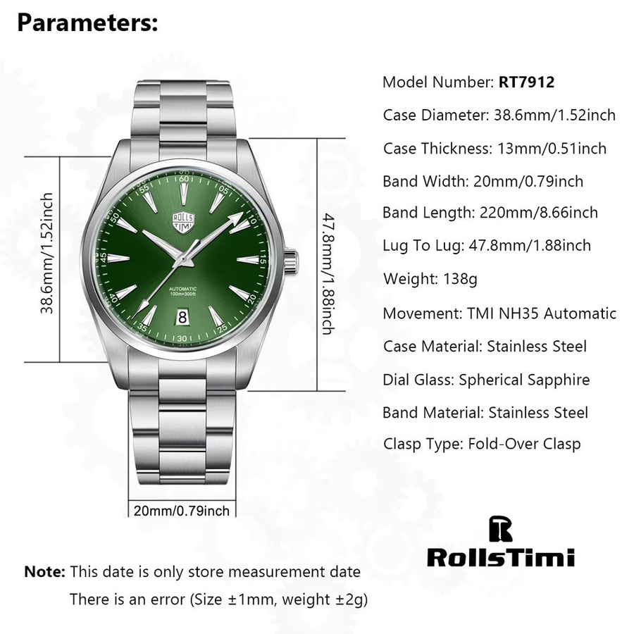 Rollstimi Armbanduhr, Automatik, Edelstahl, Blau, Saphirglas, Herren - Bild 6