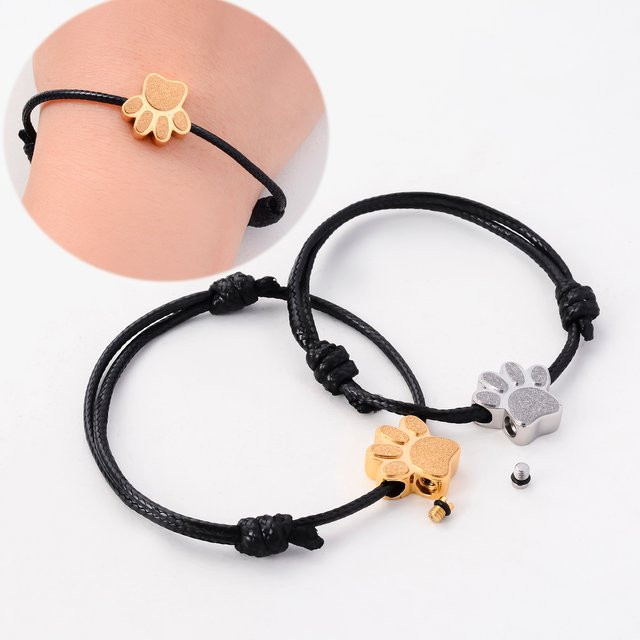 SalaWendy Urnenarmband mit Pfotenabdruck, Edelstahl, Unisex - Bild 1