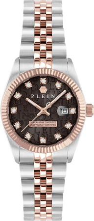 Philipp Plein Damenuhr, Quarz, Edelstahl, Bicolor, Zirkonia, Kristall, 28 mm