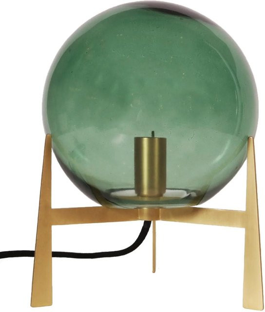 PR Home Milla Tischleuchte in Grün mit Messingdetails und Glasschirm, B: 22 cm, T: 28 cm, H: 28 cm - Bild 1