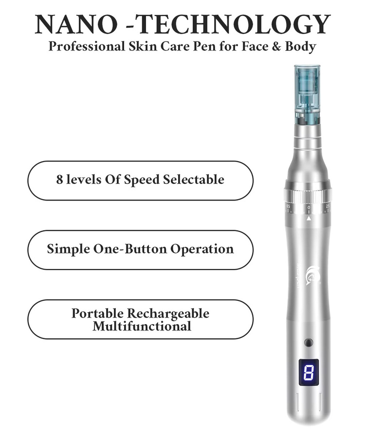 Mas.pen Elektrischer Derma Pen N6, 8-stufig einstellbar, Silber, Unisex - Bild 2