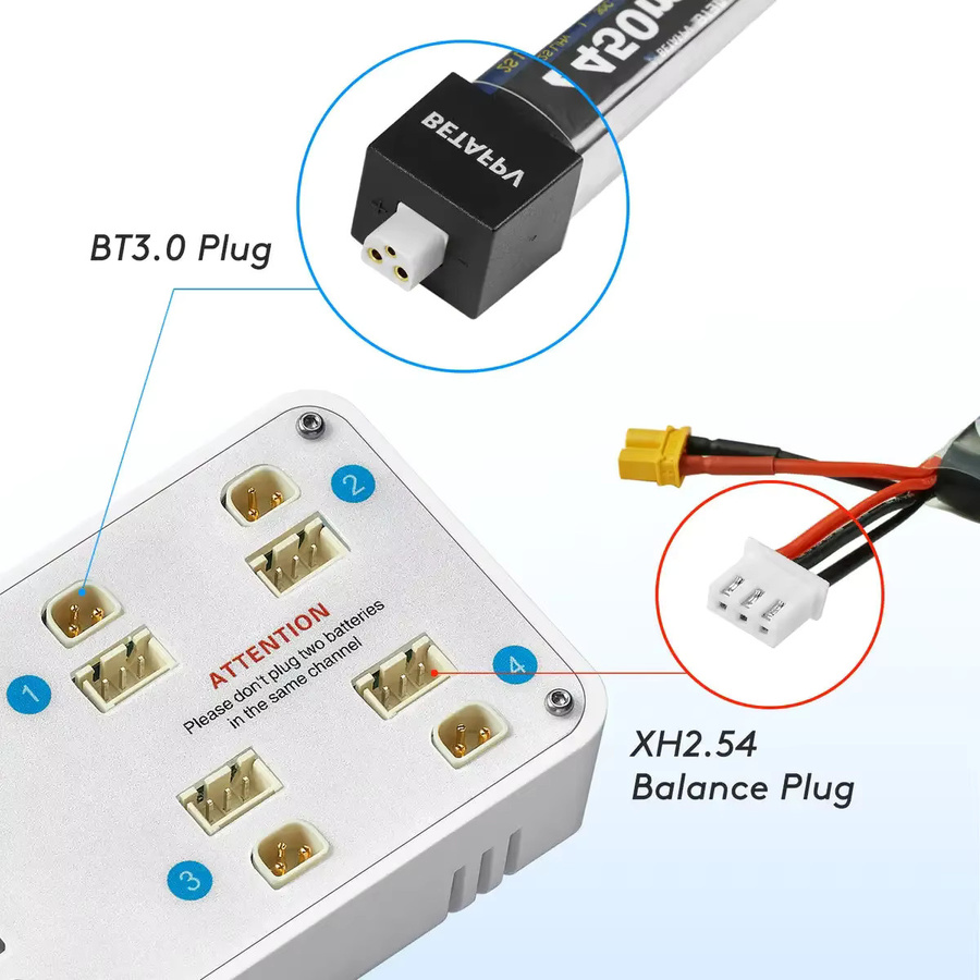 VIFLY ToothStor 2S LiPo-Akkuladegerät mit 1,5A Ausgang, USB-C PD und XT60 Anschluss in Weiß für Whoop Drohnen - Bild 3