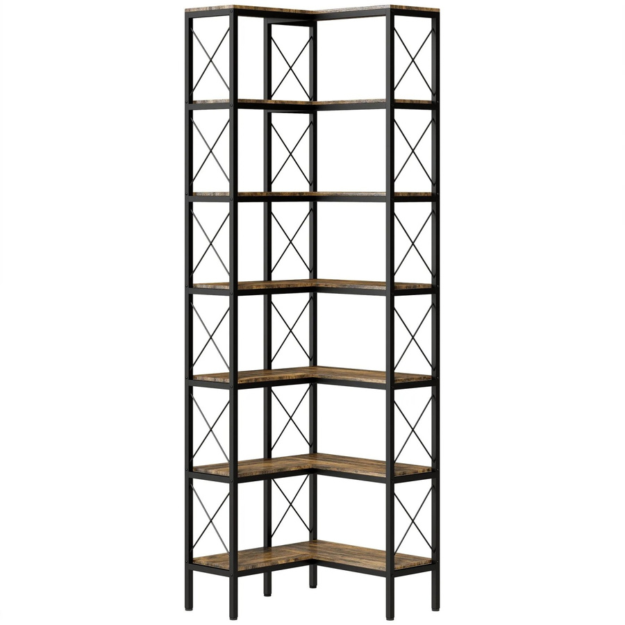 HOMCOM Bücherregal im Industrial Design aus Spanplatte und Metall, Braun/Schwarz, H x B x T: 200 x 60 x 60 cm - Bild 2