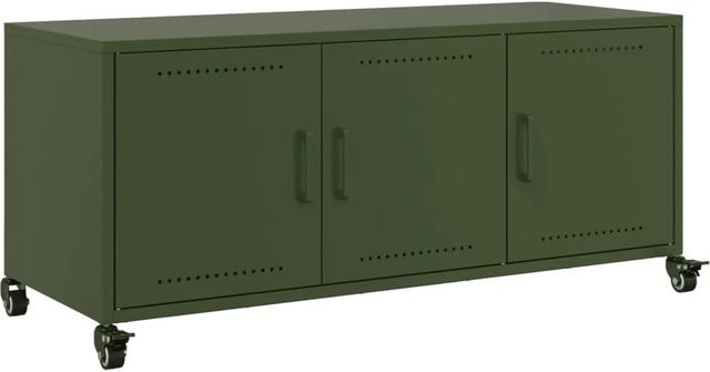 vidaXL TV-Schrank aus kaltgewalztem Stahl in Olivgrün, B/T/H: 100,5 x 39 x 43,5 cm - Bild 1